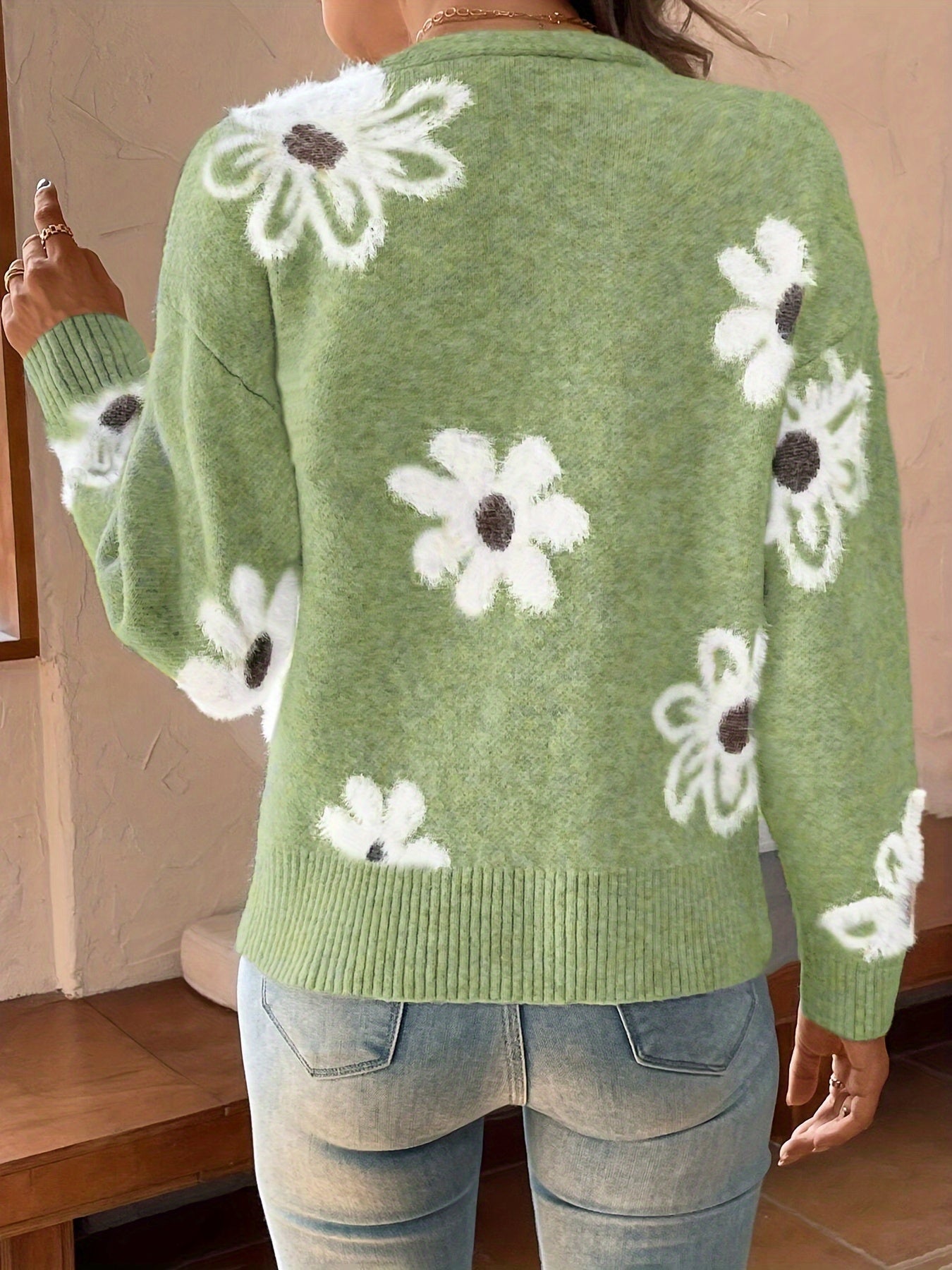 Pascale | Knitted Cardigan with Floral Print