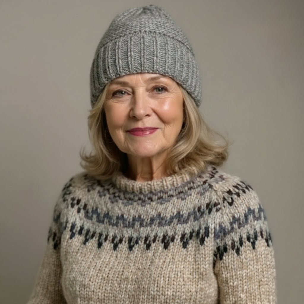 100% Woolly Hand-Knitted Hat – Grey