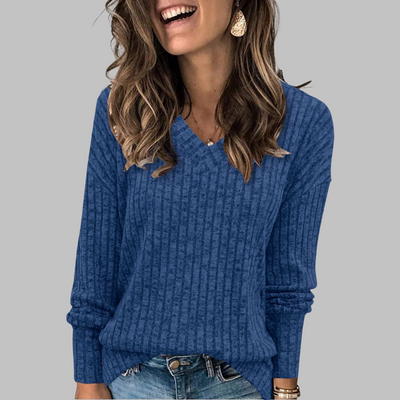 Margaret - Comfy V-Neck Long Sleeve Top