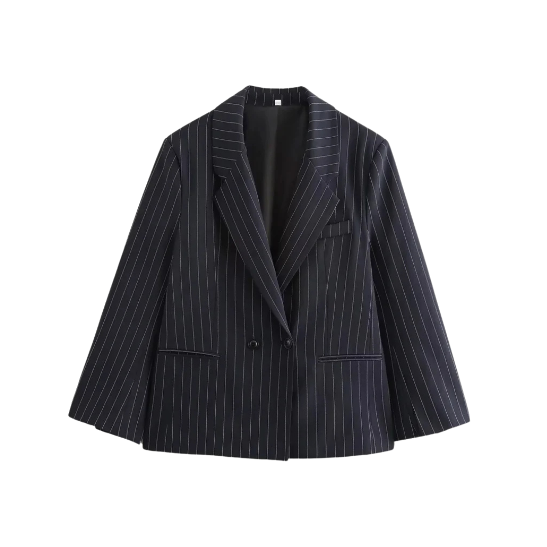 Nathalie | Classic Striped Double-Breasted Blazer