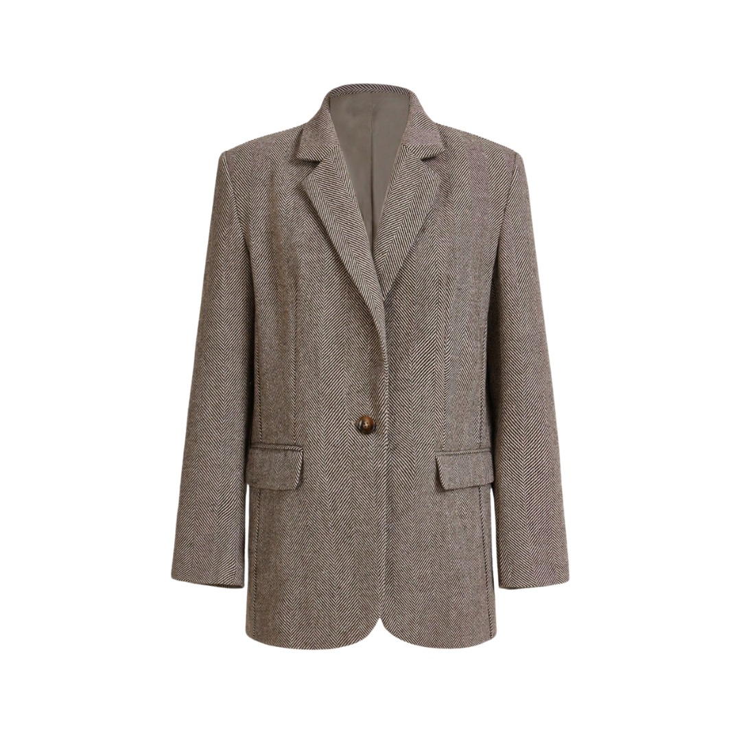 Nicole | Brown Café Blazer with Single Button