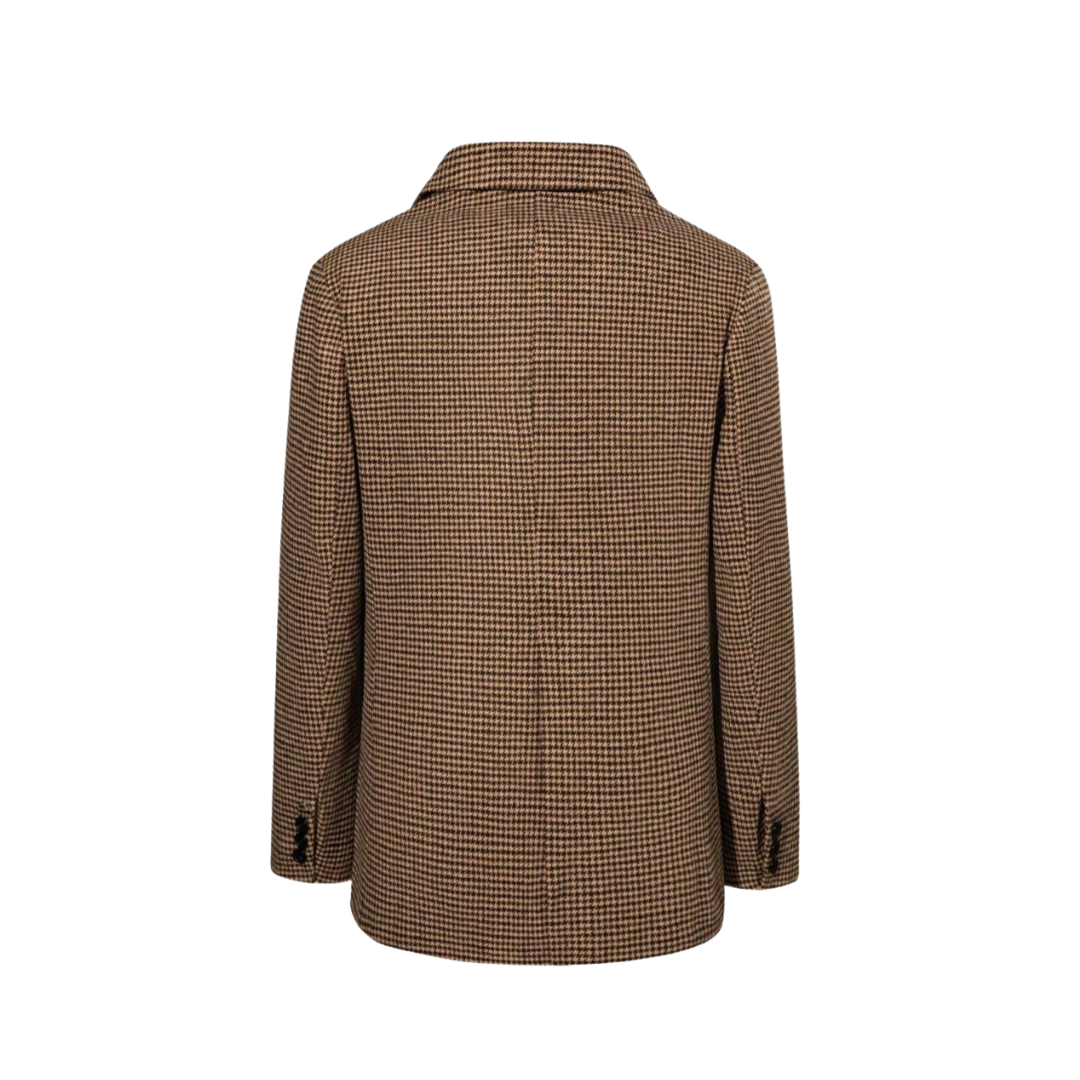 Mathilde | Brown Check Blazer with Single Button Closure