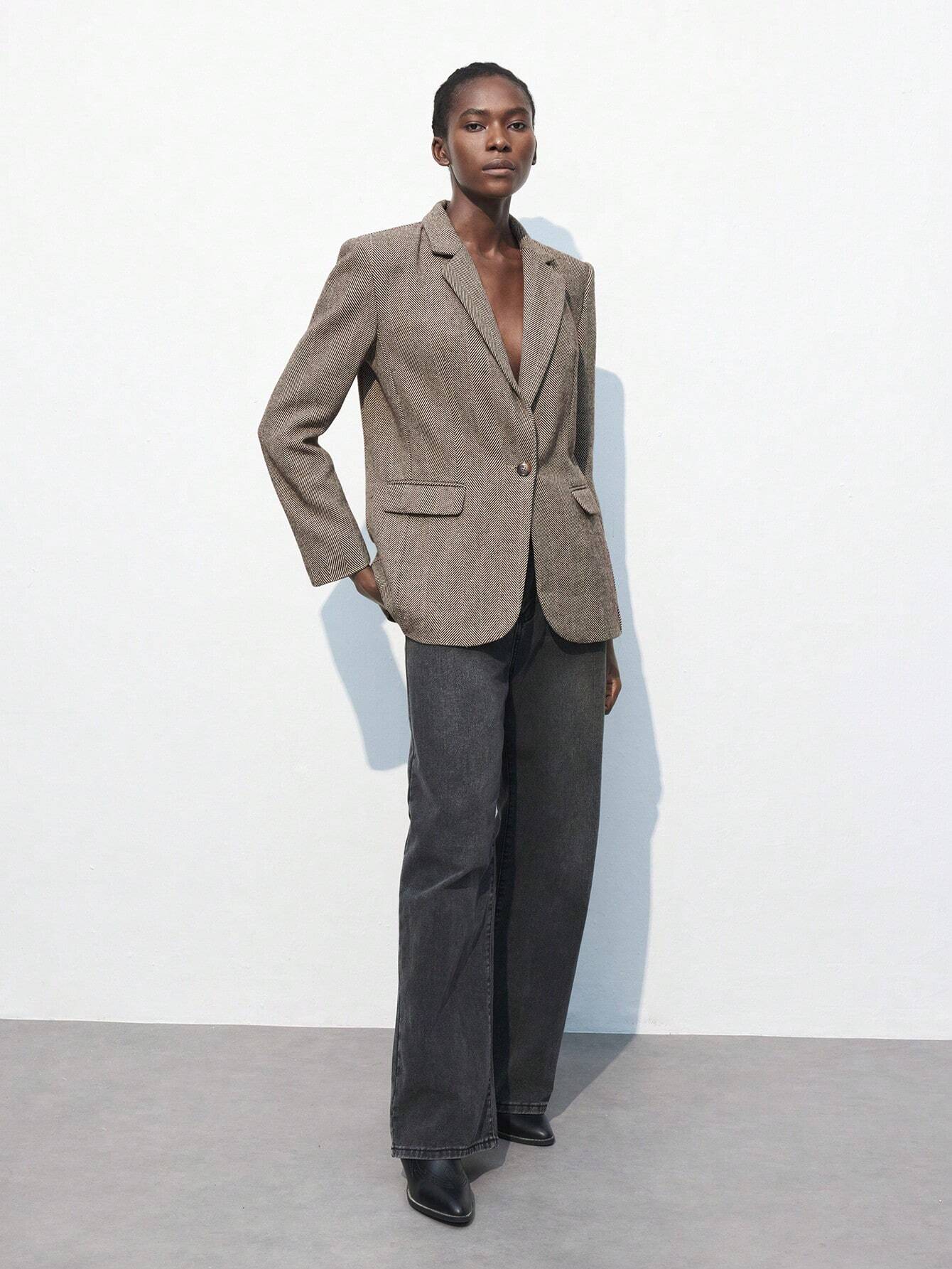 Nicole | Brown Café Blazer with Single Button