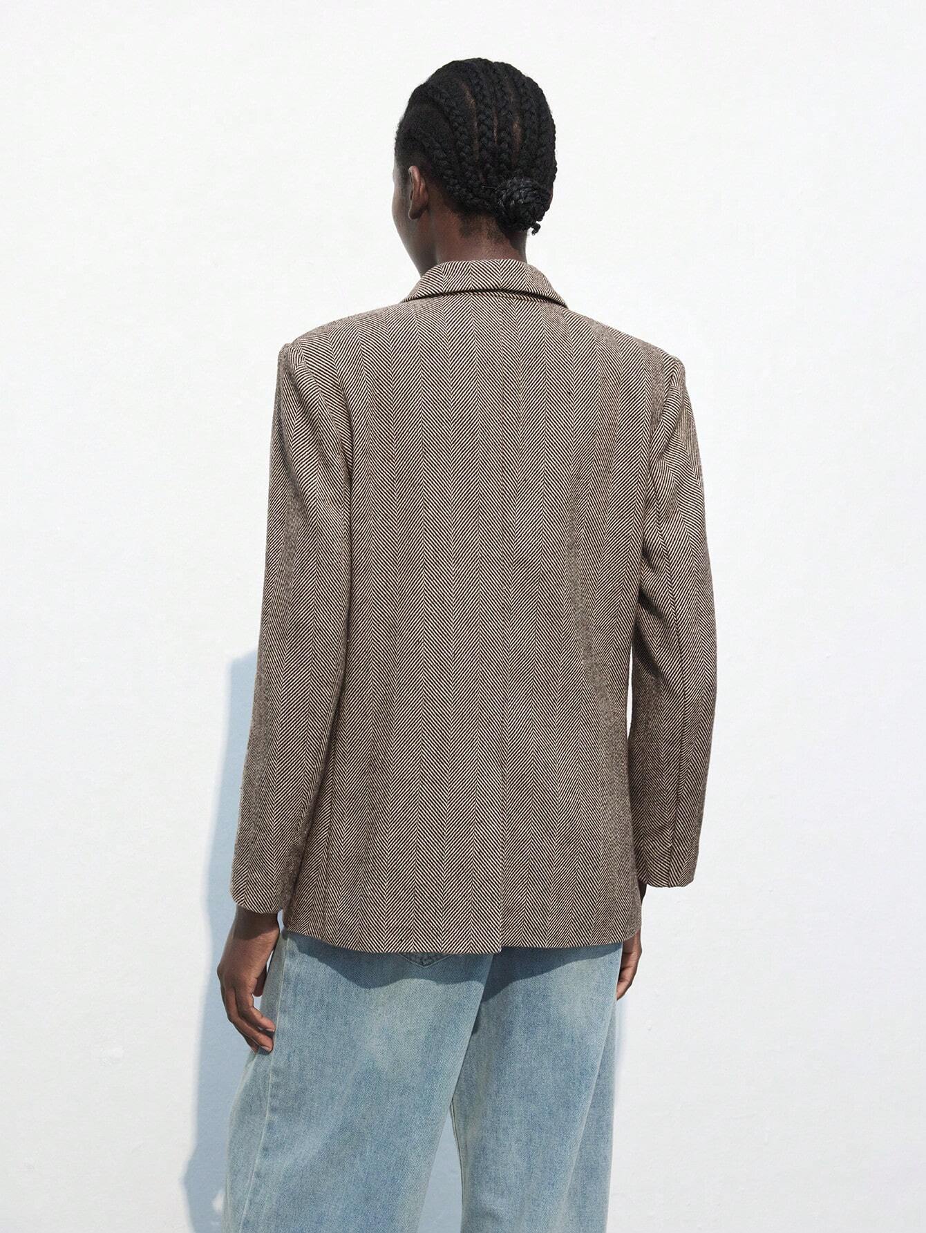 Nicole | Brown Café Blazer with Single Button