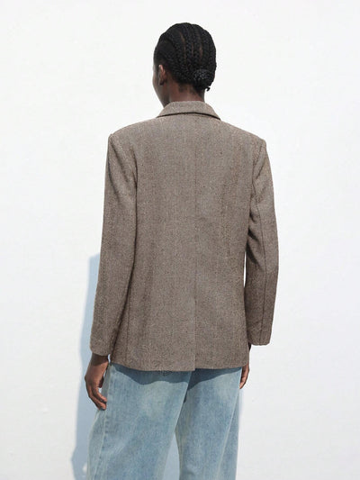 Nicole | Brown Café Blazer with Single Button