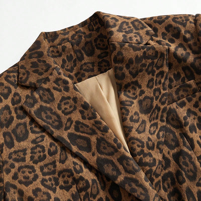 Marie-Claire | Solid Colour Blazer with Leopard Print
