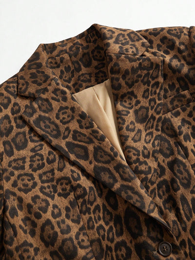 Marie-Claire | Solid Colour Blazer with Leopard Print