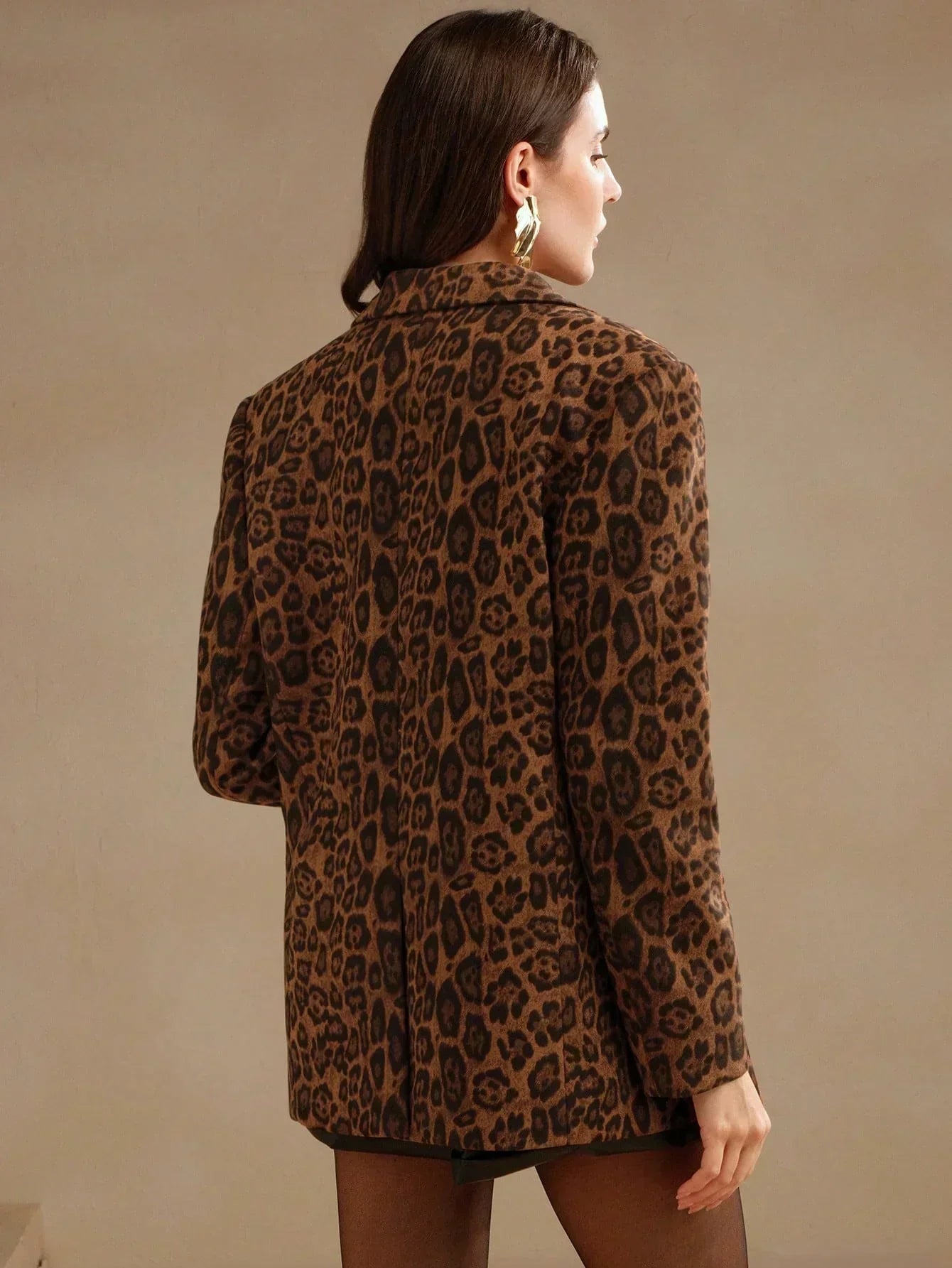 Marie-Claire | Solid Colour Blazer with Leopard Print