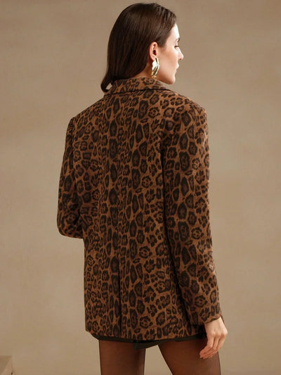 Marie-Claire | Solid Colour Blazer with Leopard Print