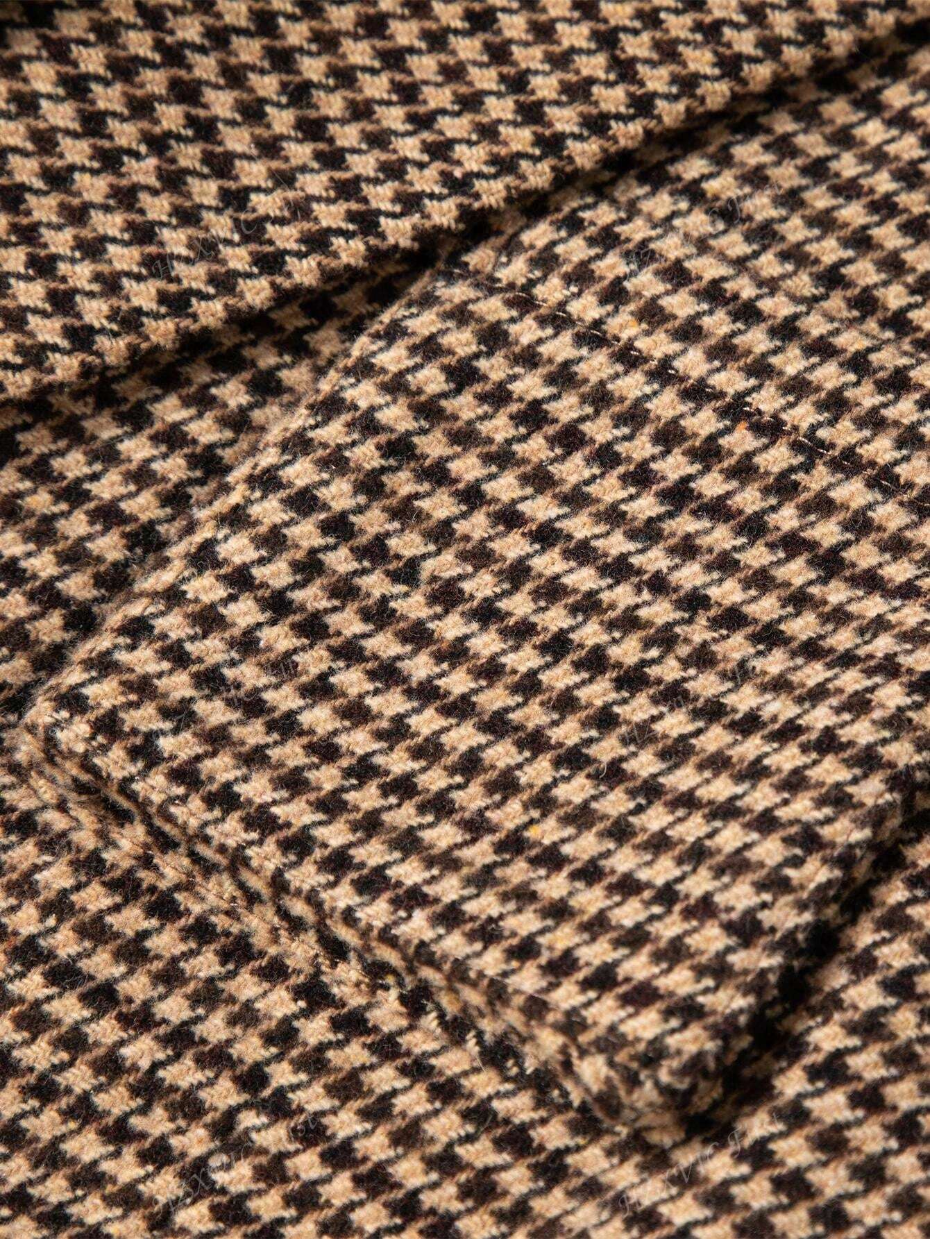 Mathilde | Brown Check Blazer with Single Button Closure