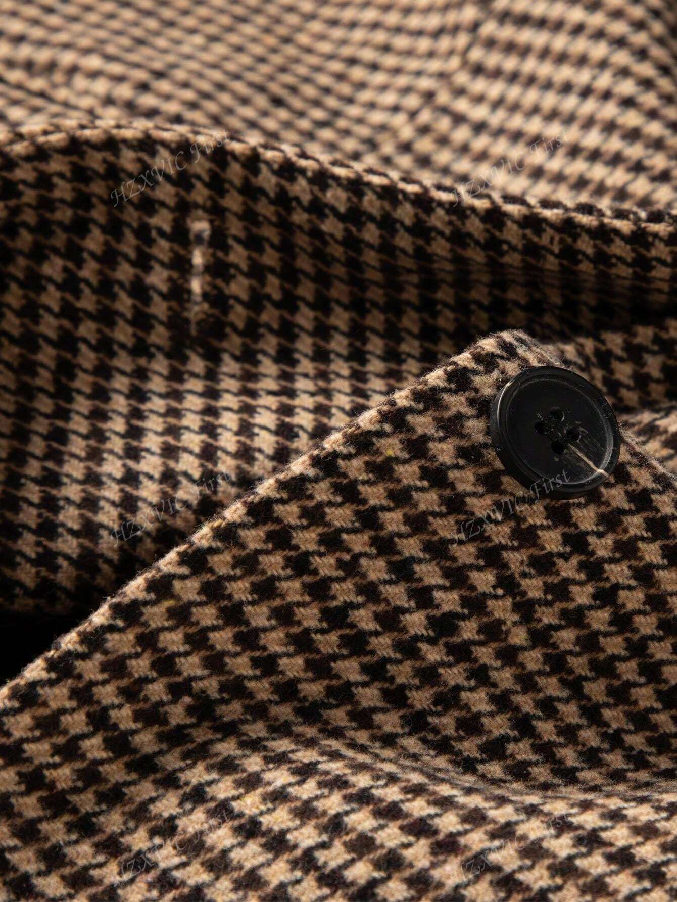 Mathilde | Brown Check Blazer with Single Button Closure