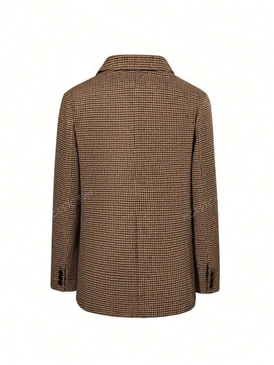 Mathilde | Brown Check Blazer with Single Button Closure