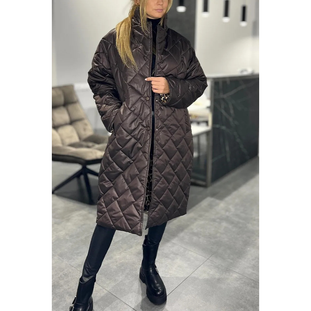 Ingrid | Quilted Coat with Panther Print Lining