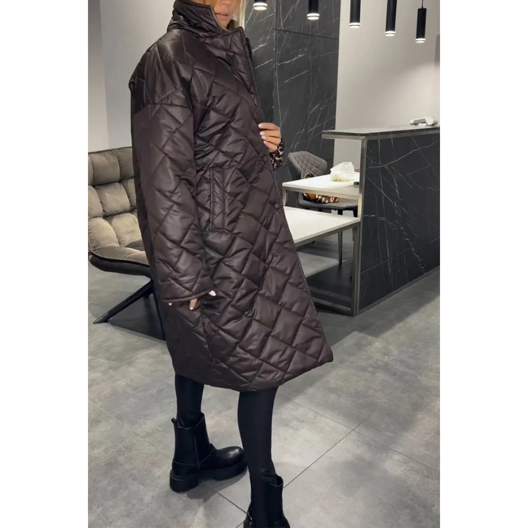 Ingrid | Quilted Coat with Panther Print Lining