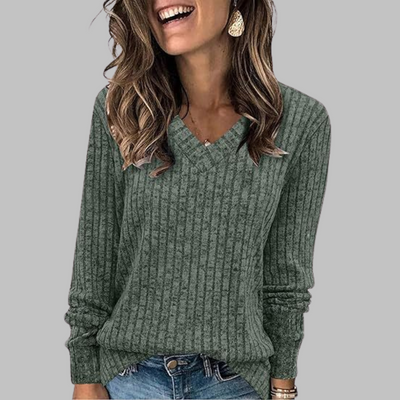 Margaret - Comfy V-Neck Long Sleeve Top