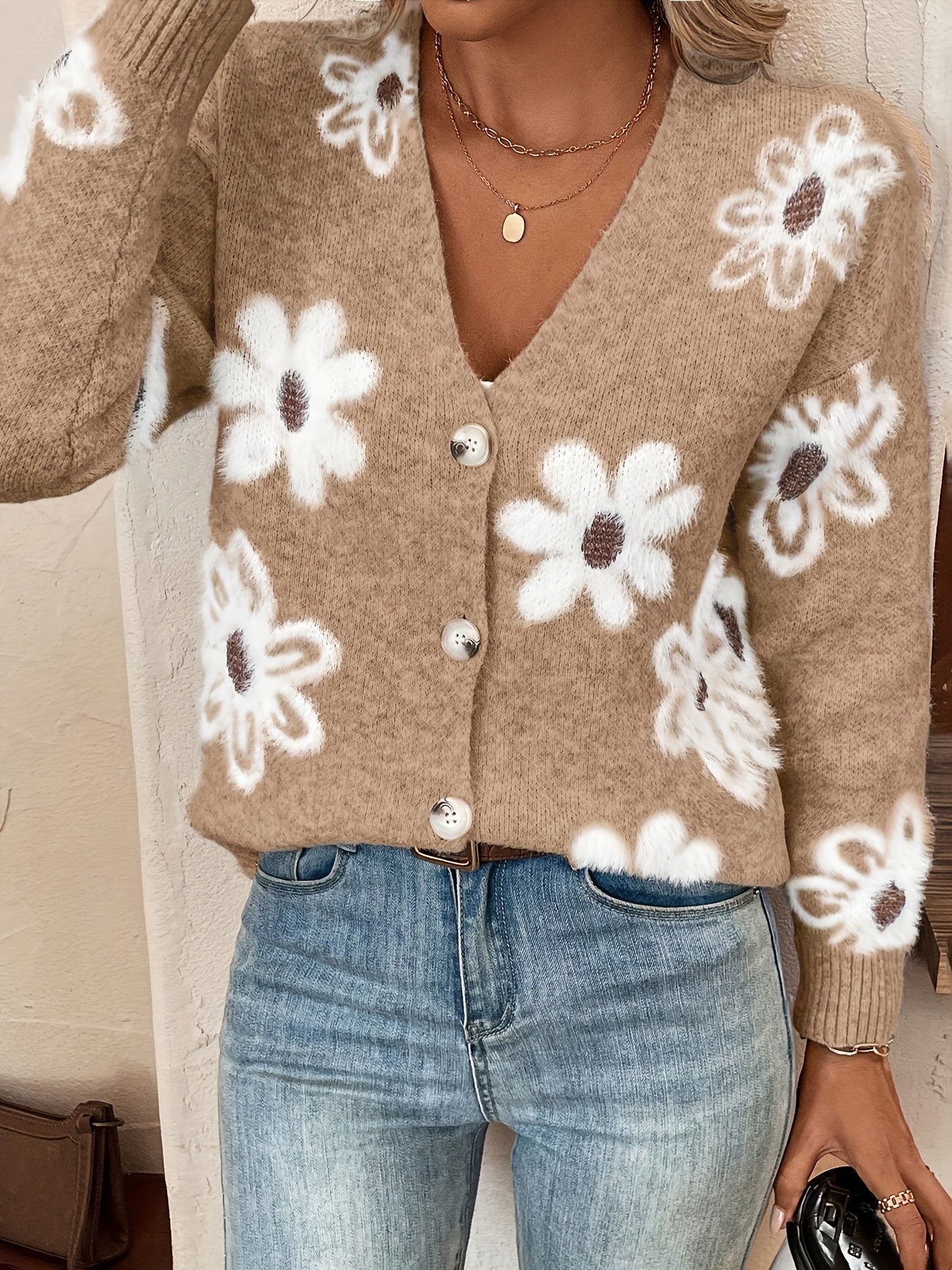 Pascale | Knitted Cardigan with Floral Print
