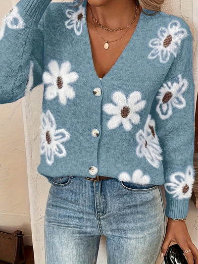 Pascale | Knitted Cardigan with Floral Print