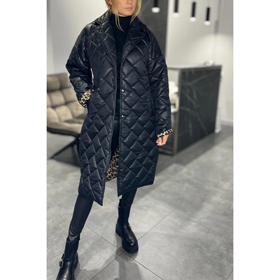 Ingrid | Quilted Coat with Panther Print Lining