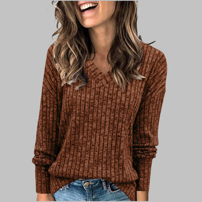 Margaret - Comfy V-Neck Long Sleeve Top