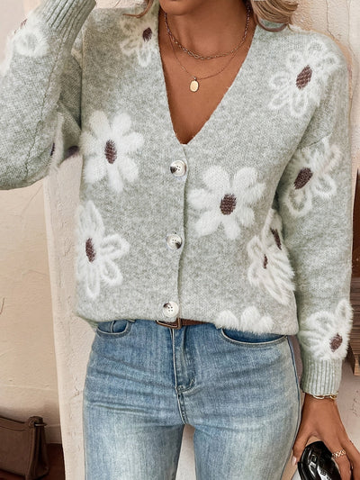 Pascale | Knitted Cardigan with Floral Print