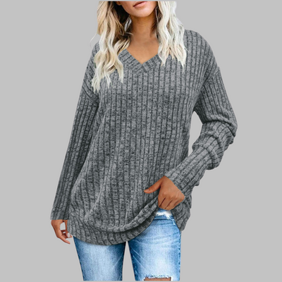 Margaret - Comfy V-Neck Long Sleeve Top