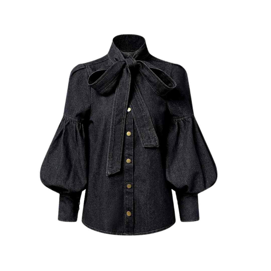 Fernande | Elegant Blouse with High Collar and Bow
