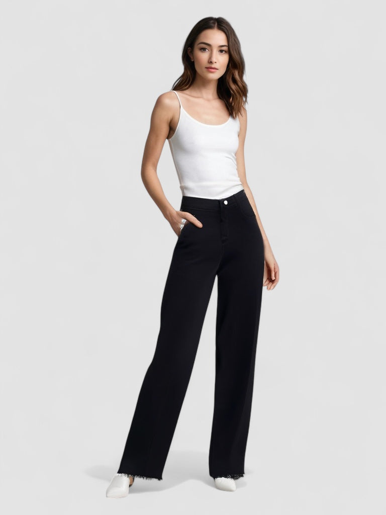 Elegant Black Jeans with Raw Finish