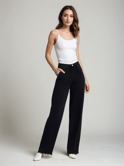 Elegant Black Jeans with Raw Finish