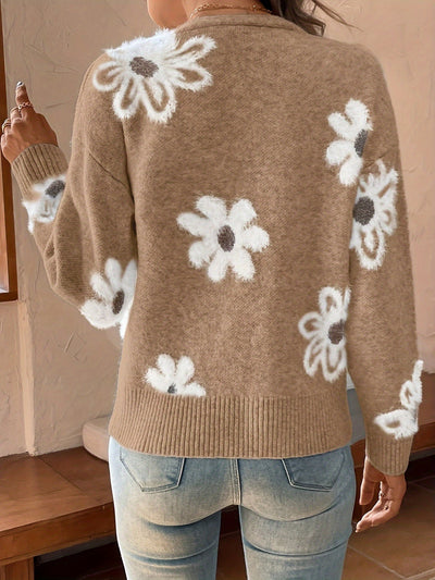 Pascale | Knitted Cardigan with Floral Print