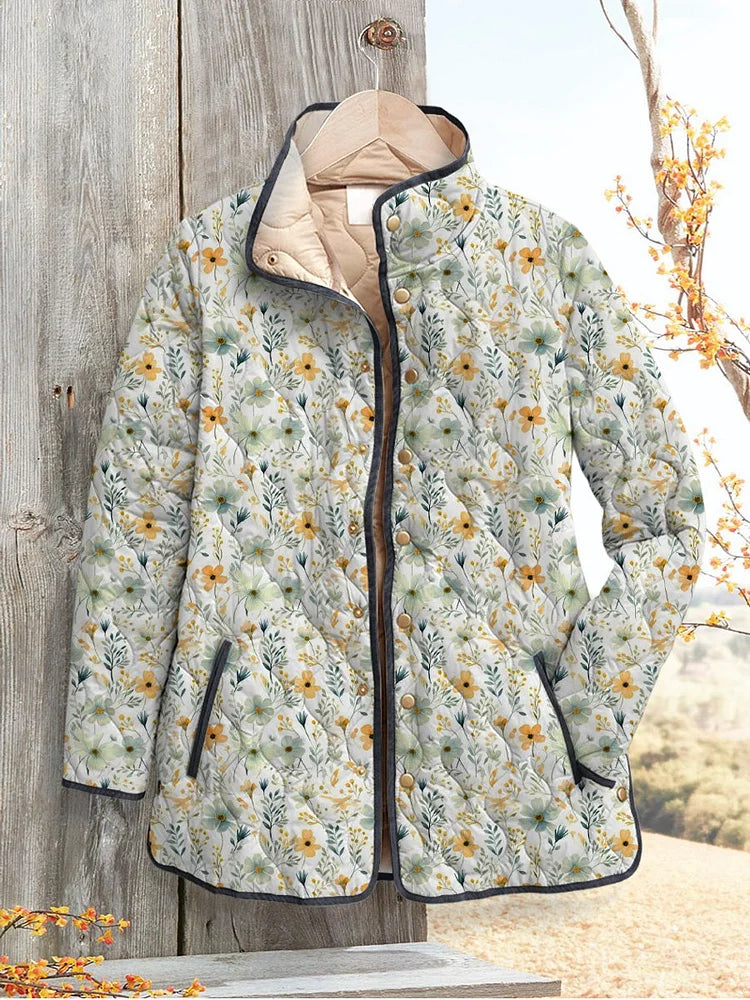 Denisse - Delightful Floral-Printed Quilted Jacket for Women