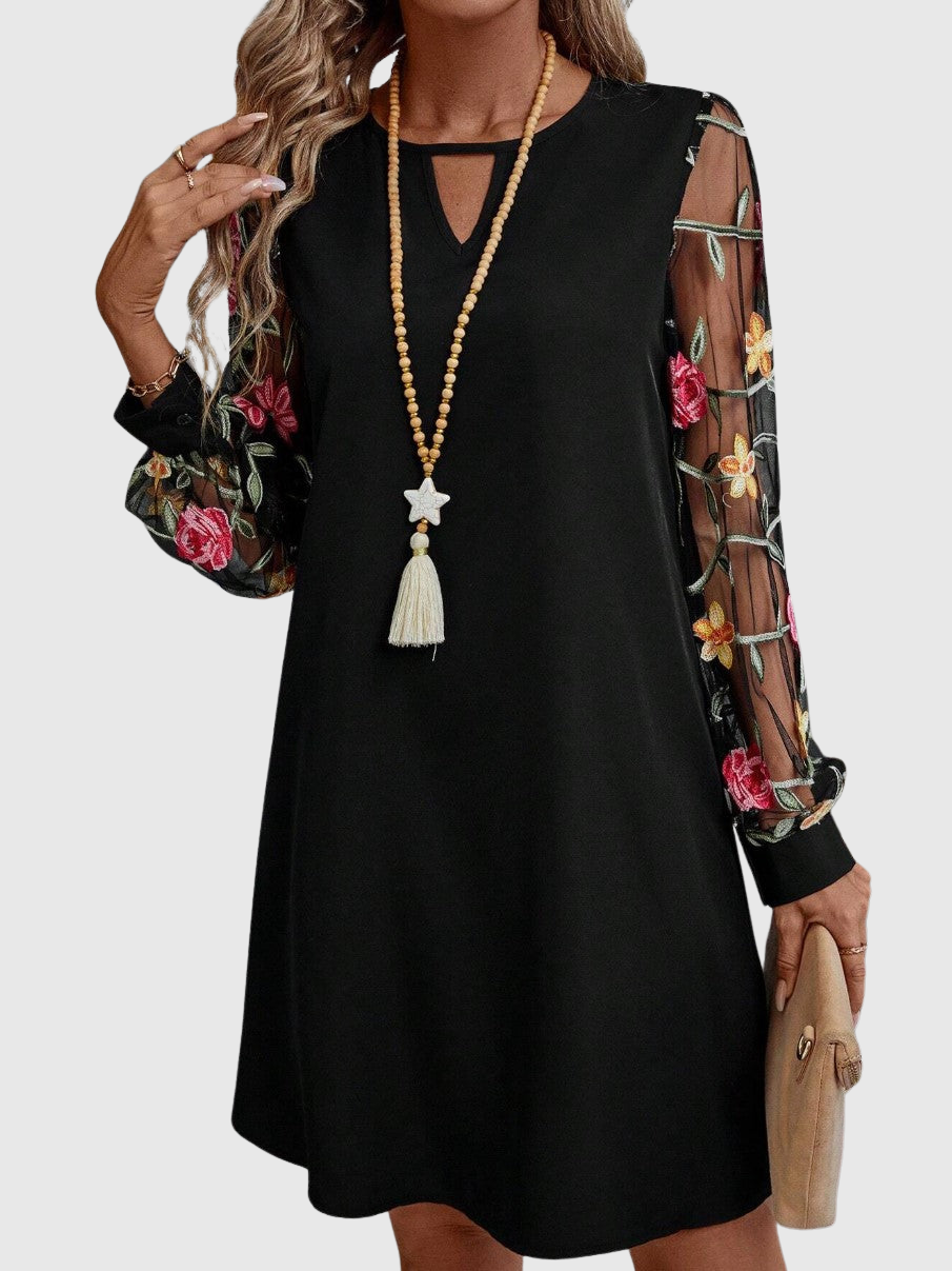 Jolanta - Elegant Dress with V-Neck and Statement Sleeves