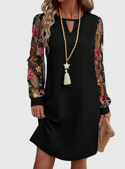 Jolanta - Elegant Dress with V-Neck and Statement Sleeves