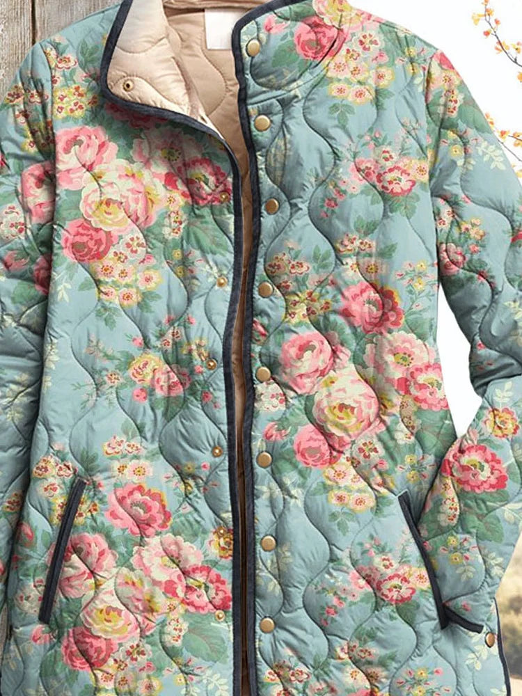 Mia - Quilted Floral Print Women's Jacket