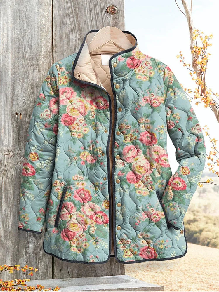 Mia - Quilted Floral Print Women's Jacket