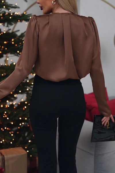 Clara | Elegant Satin Blouse with Floral Detail