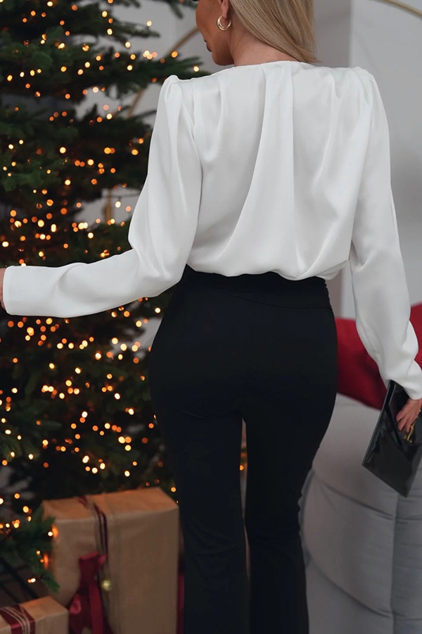 Clara | Elegant Satin Blouse with Floral Detail