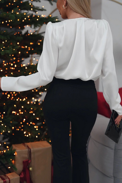 Clara | Elegant Satin Blouse with Floral Detail