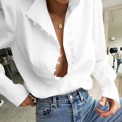 Jill - Classy Button Front Long Sleeve Blouse
