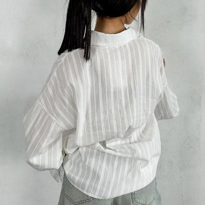 Amber | Button-Up Blouse with Ties and Stripes