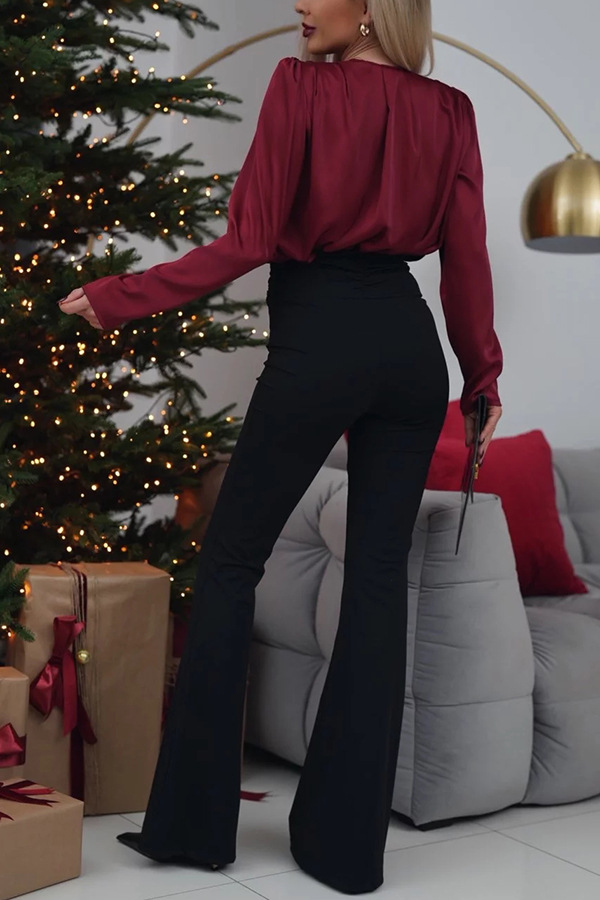 Clara | Elegant Satin Blouse with Floral Detail