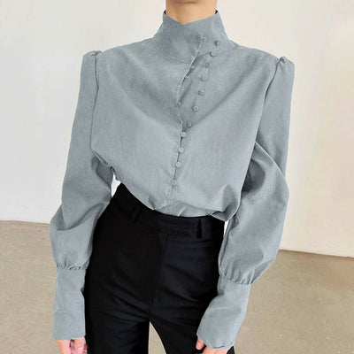 Jill - Classy Button Front Long Sleeve Blouse
