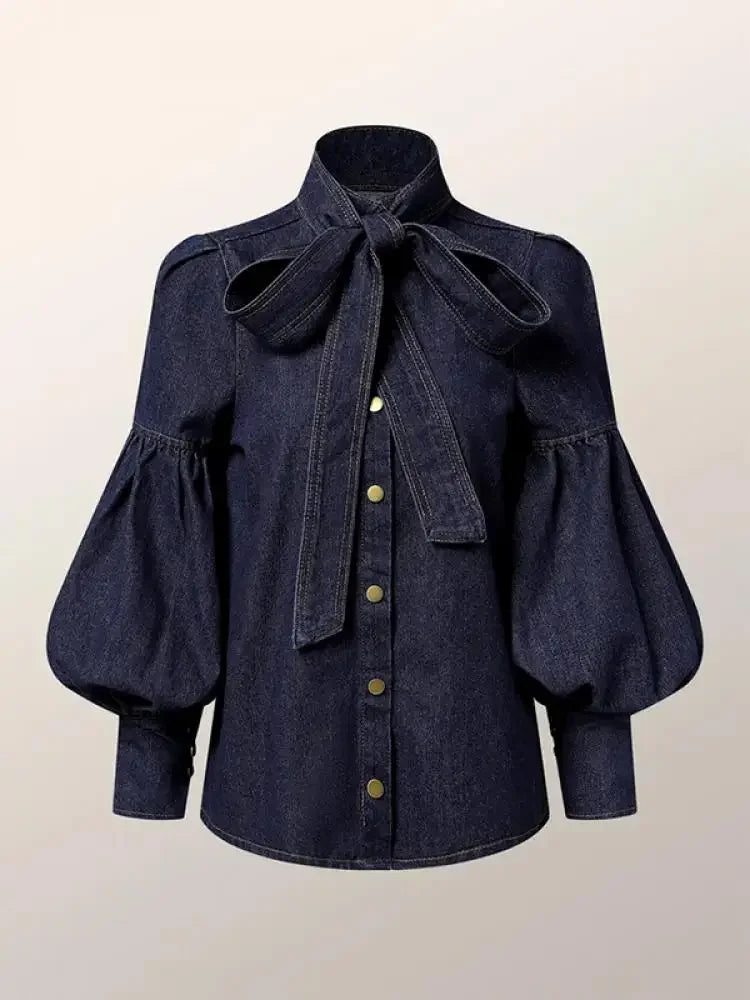 Fernande | Elegant Blouse with High Collar and Bow