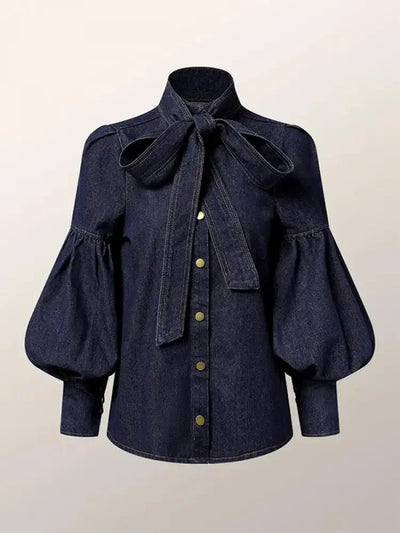 Fernande | Elegant Blouse with High Collar and Bow