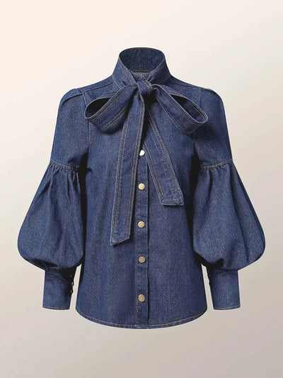 Fernande | Elegant Blouse with High Collar and Bow