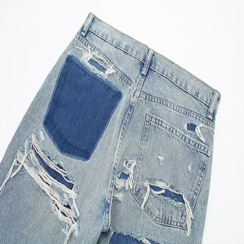 Jean Patchwork Distressed