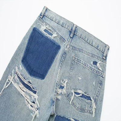 Jean Patchwork Distressed