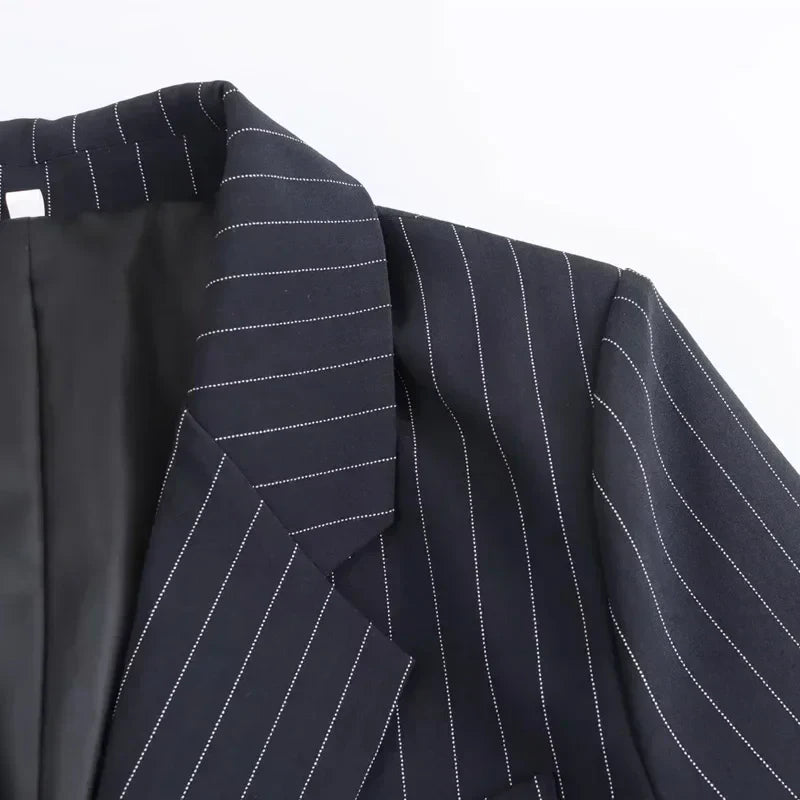 Nathalie | Classic Striped Double-Breasted Blazer