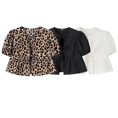 Georgette | Elegant Peplum Blouse with Front Bow