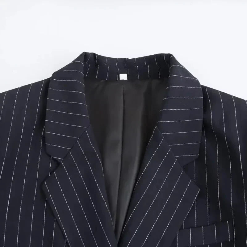 Nathalie | Classic Striped Double-Breasted Blazer