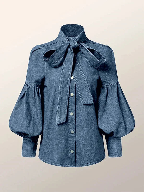 Fernande | Elegant Blouse with High Collar and Bow